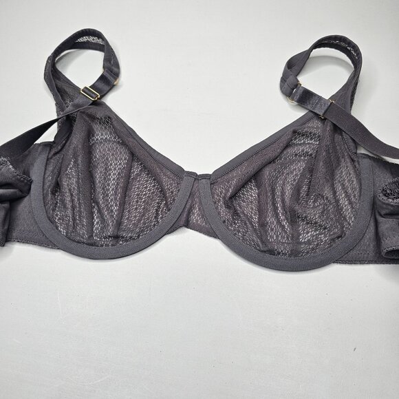 ThirdLove 36C Grey Unlined Modern Mesh Scoop Bra Underwire Semi Sheer - Picture 5 of 6